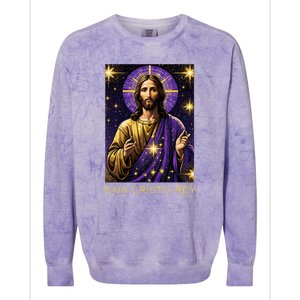 Viva Cristo Rey Roman Catholic Jesus Christ Colorblast Crewneck Sweatshirt