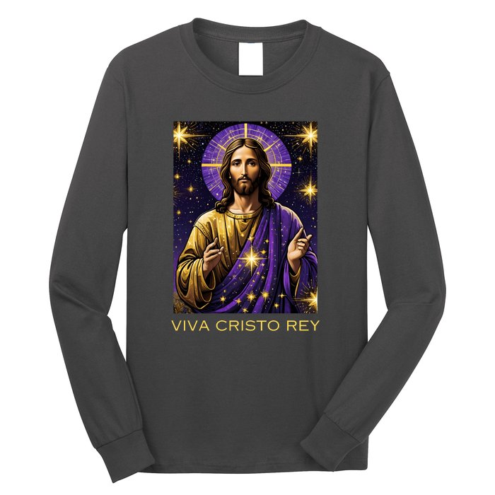 Viva Cristo Rey Roman Catholic Jesus Christ Long Sleeve Shirt