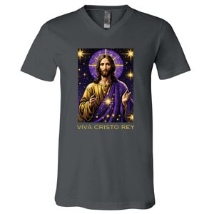 Viva Cristo Rey Roman Catholic Jesus Christ V-Neck T-Shirt