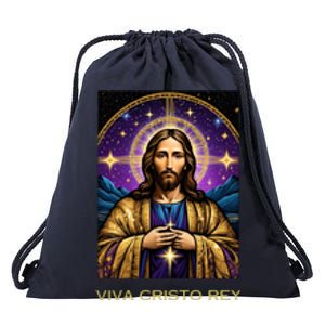 Viva Cristo Rey Catholic Jesus Christ The King Drawstring Bag