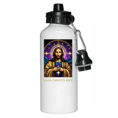 Viva Cristo Rey Catholic Jesus Christ The King Aluminum Water Bottle