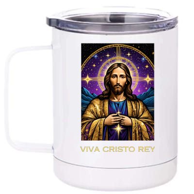 Viva Cristo Rey Catholic Jesus Christ The King 12 oz Stainless Steel Tumbler Cup