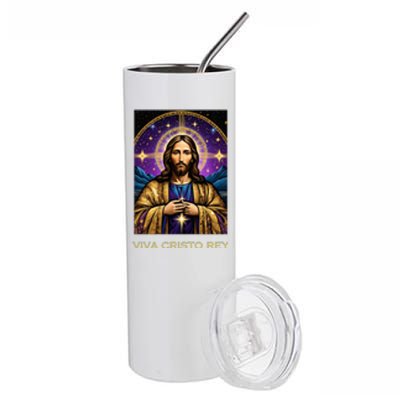 Viva Cristo Rey Catholic Jesus Christ The King Stainless Steel Tumbler