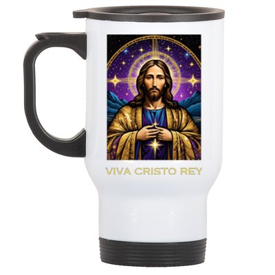 Viva Cristo Rey Catholic Jesus Christ The King Stainless Steel Travel Mug