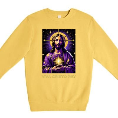 Viva Cristo Rey Catholic Jesus Christ The King Premium Crewneck Sweatshirt