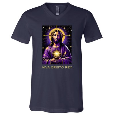 Viva Cristo Rey Catholic Jesus Christ The King V-Neck T-Shirt