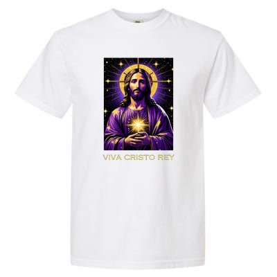 Viva Cristo Rey Catholic Jesus Christ The King Garment-Dyed Heavyweight T-Shirt