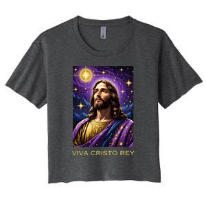 Viva Cristo Rey Roman Catholic Jesus Christ Women's Crop Top Tee