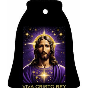 Viva Cristo Rey Roman Catholic Jesus Christ Ceramic Bell Ornament