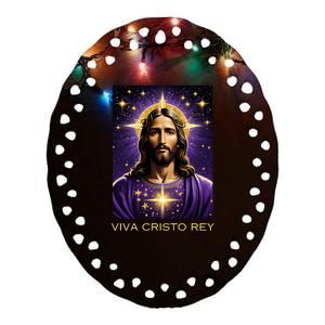 Viva Cristo Rey Roman Catholic Jesus Christ Ceramic Oval Ornament