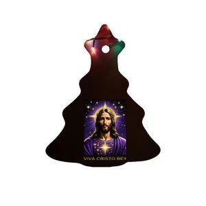 Viva Cristo Rey Roman Catholic Jesus Christ Ceramic Tree Ornament