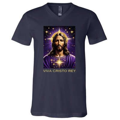 Viva Cristo Rey Roman Catholic Jesus Christ V-Neck T-Shirt