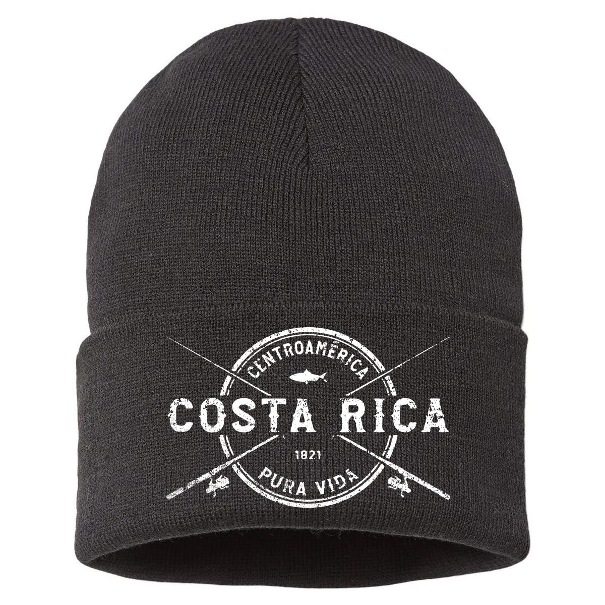 Vintage Costa Rica Crossed Fishing Rods Sustainable Knit Beanie