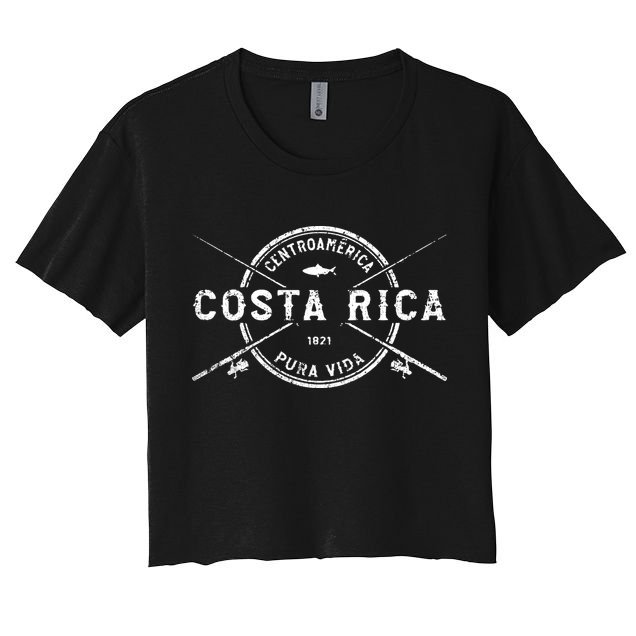 Vintage Costa Rica Crossed Fishing Rods Crop Top