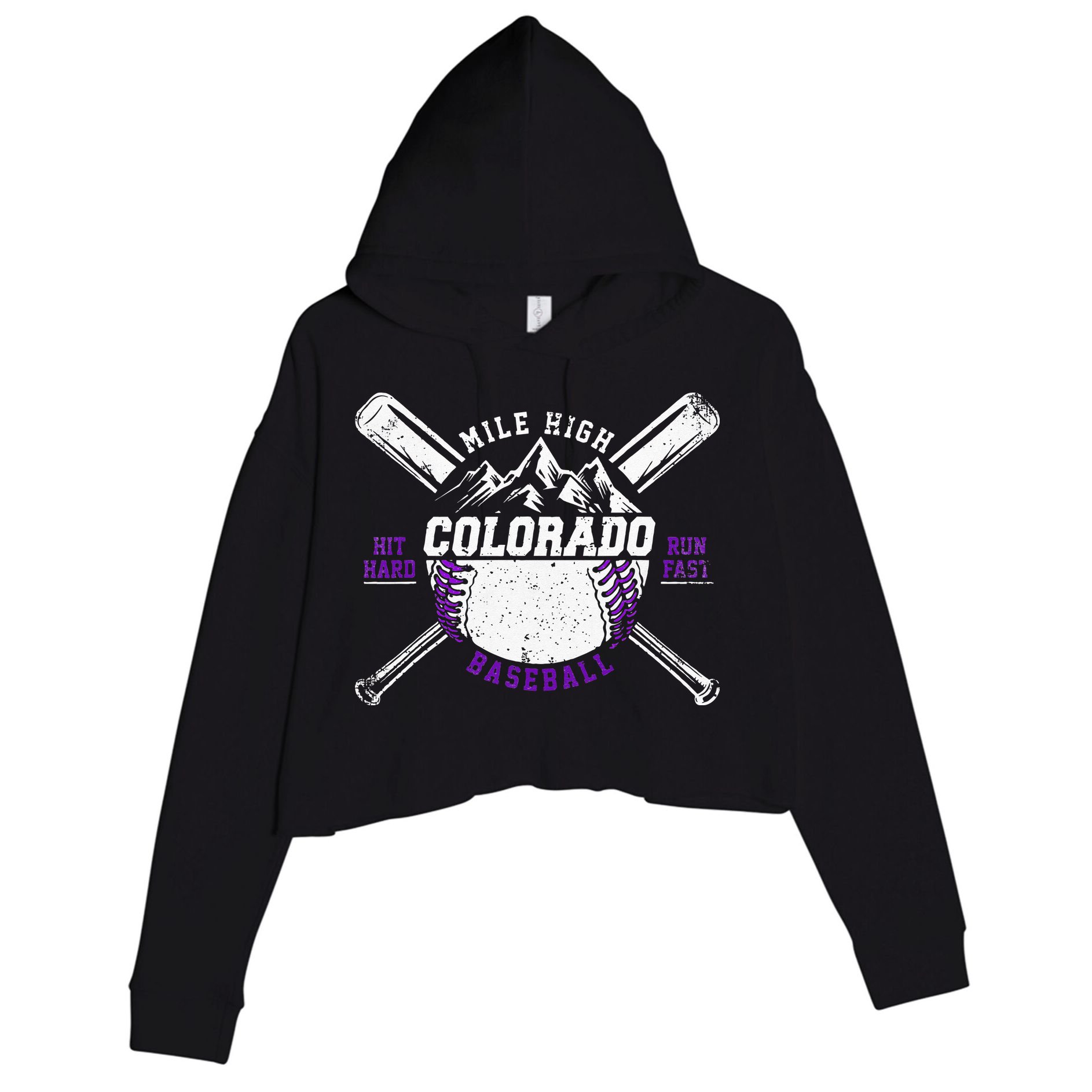 Vintage Colorado Rocky Mountains Retro Baseball Fan Crop Fleece Hoodie