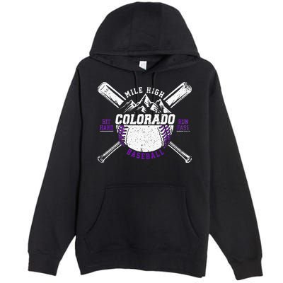 Vintage Colorado Rocky Mountains Retro Baseball Fan Premium Pullover Hoodie