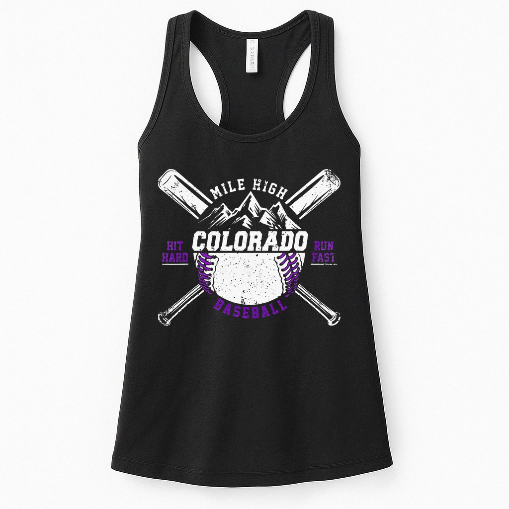 Vintage Colorado Rocky Mountains Retro Baseball Fan Womens Tank Top