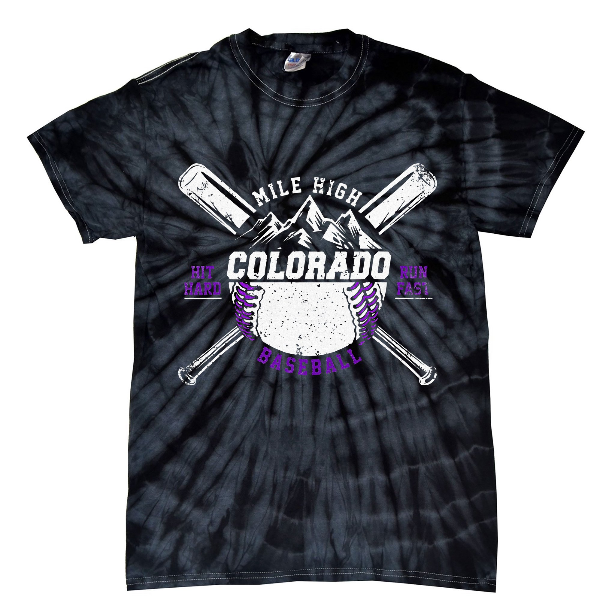 Vintage Colorado Rocky Mountains Retro Baseball Fan Tie-Dye T-Shirt
