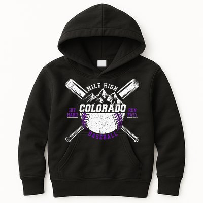 Vintage Colorado Rocky Mountains Retro Baseball Fan Kids Hoodie