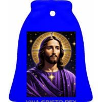 Viva Cristo Rey Roman Catholic Jesus Christ Ceramic Bell Ornament