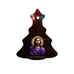 Viva Cristo Rey Roman Catholic Jesus Christ Ceramic Tree Ornament