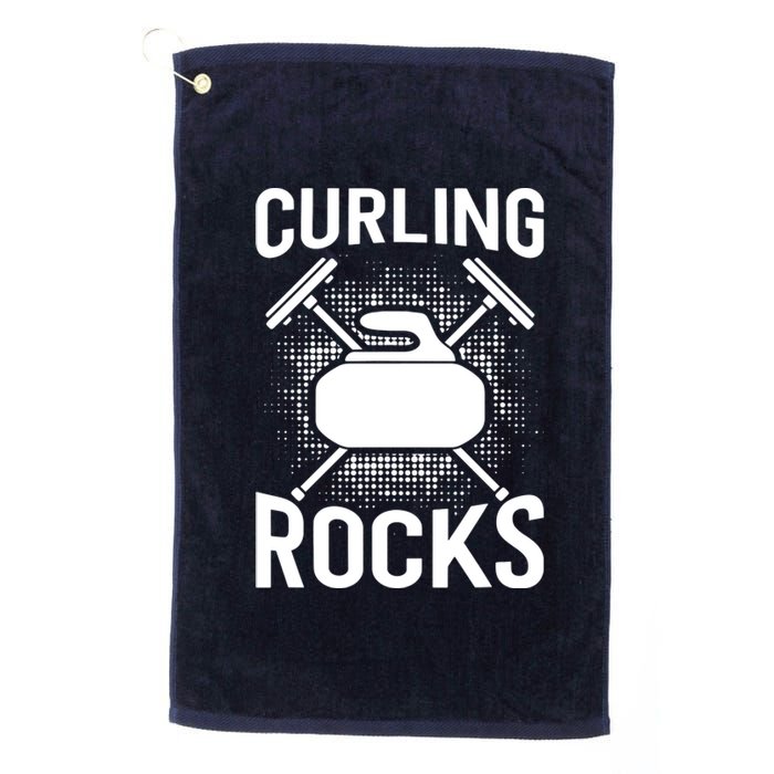 Vintage Curling Rocks Ice Curling Sport Curling Player Platinum Collection Golf Towel