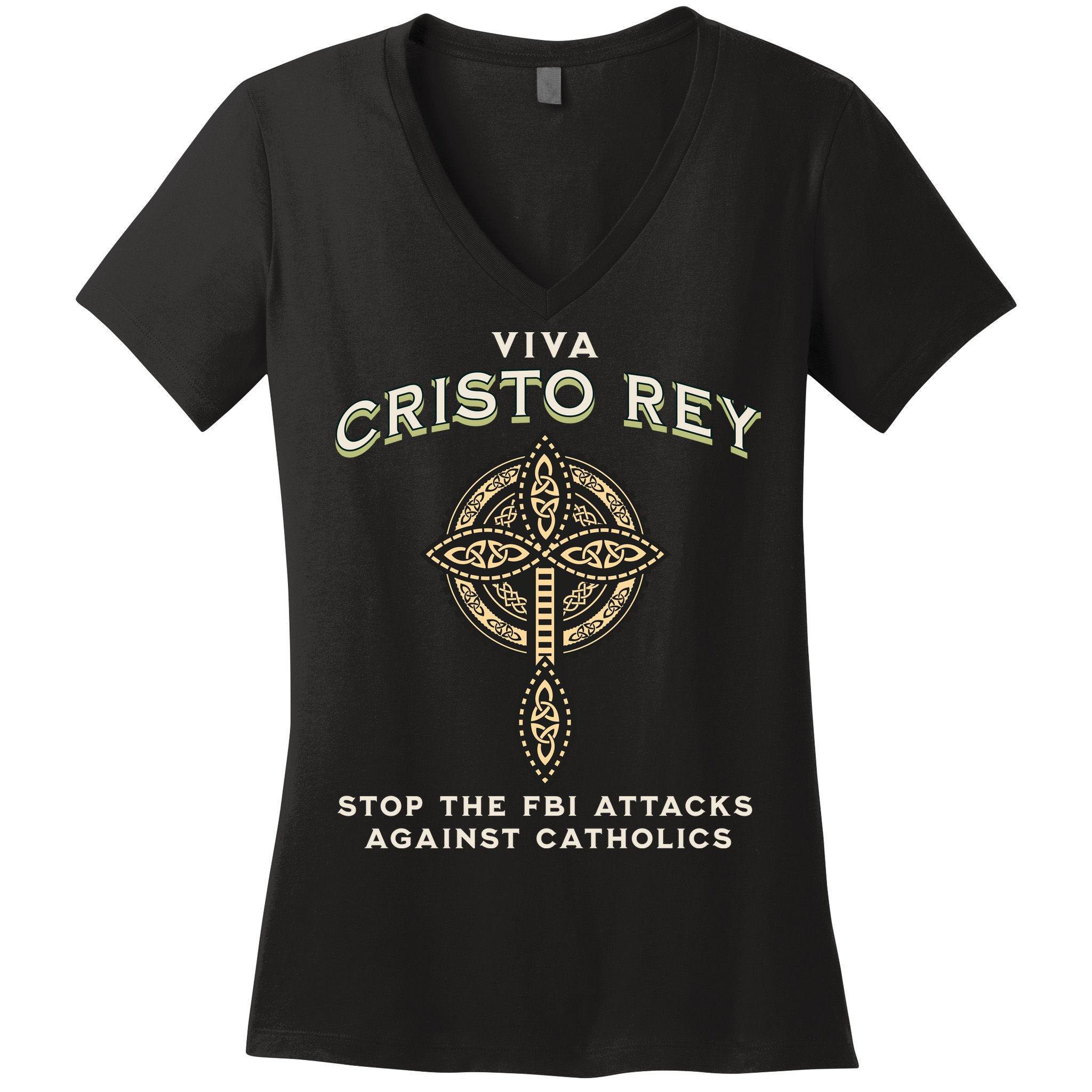 Viva Cristo Rey Roman Catholic Religious Freedom Women's V-Neck T-Shirt