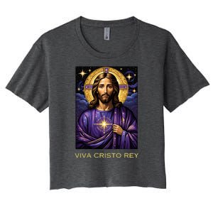 Viva Cristo Rey Roman Catholic Jesus Christ Women's Crop Top Tee