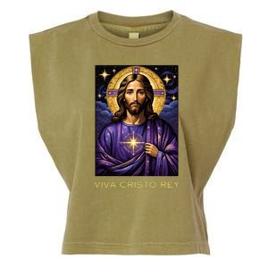 Viva Cristo Rey Roman Catholic Jesus Christ Garment-Dyed Women's Muscle Tee