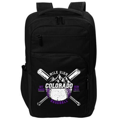 Vintage Colorado Rocky Mountains Retro Baseball Fan Impact Tech Backpack