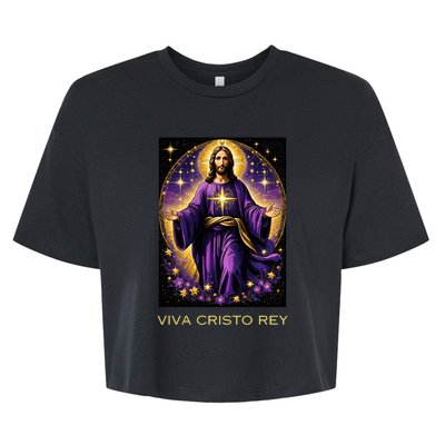 Viva Cristo Rey Roman Catholic Jesus Christ Bella+Canvas Jersey Crop Tee