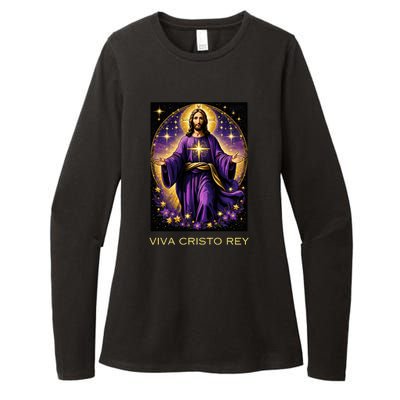 Viva Cristo Rey Roman Catholic Jesus Christ Womens CVC Long Sleeve Shirt