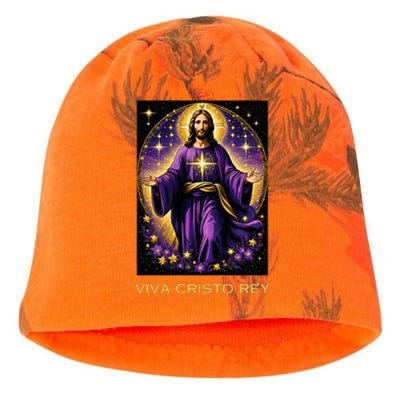 Viva Cristo Rey Roman Catholic Jesus Christ Kati - Camo Knit Beanie