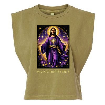 Viva Cristo Rey Roman Catholic Jesus Christ Garment-Dyed Women's Muscle Tee