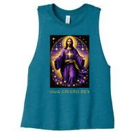 Viva Cristo Rey Roman Catholic Jesus Christ Women's Racerback Cropped Tank