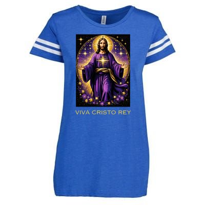 Viva Cristo Rey Roman Catholic Jesus Christ Enza Ladies Jersey Football T-Shirt