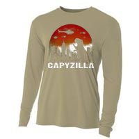 Vintage Capybara Rodent Capyzilla Distressed Animals Lover Cooling Performance Long Sleeve Crew