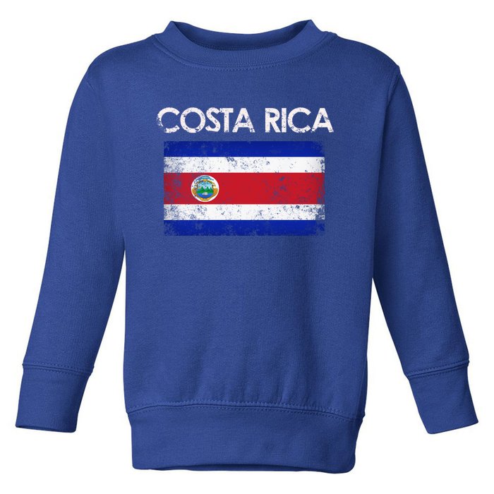 Vintage Costa Rica Rican Flag Pride Funny Gift Toddler Sweatshirt