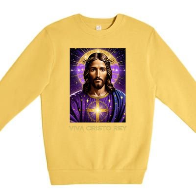 Viva Cristo Rey Catholic Jesus Christ The King Premium Crewneck Sweatshirt