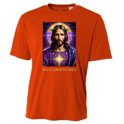 Viva Cristo Rey Catholic Jesus Christ The King Cooling Performance Crew T-Shirt