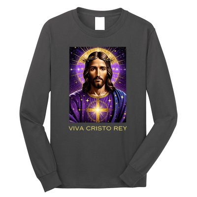 Viva Cristo Rey Catholic Jesus Christ The King Long Sleeve Shirt