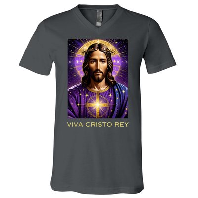 Viva Cristo Rey Catholic Jesus Christ The King V-Neck T-Shirt