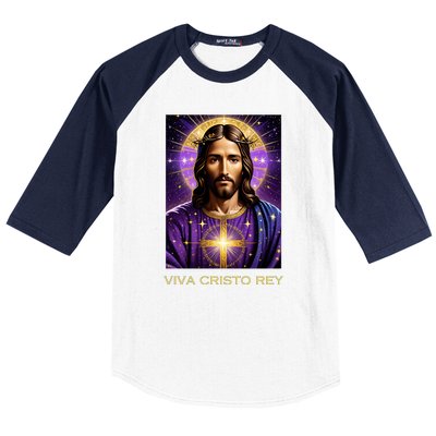 Viva Cristo Rey Catholic Jesus Christ The King Baseball Sleeve Shirt