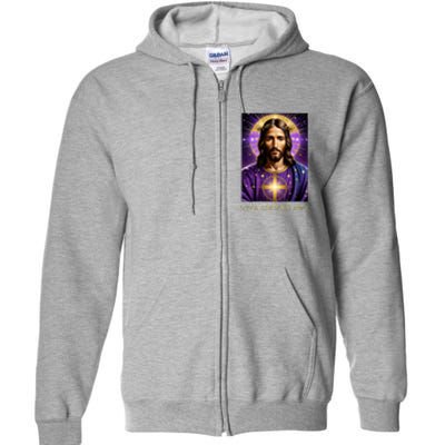 Viva Cristo Rey Catholic Jesus Christ The King Full Zip Hoodie