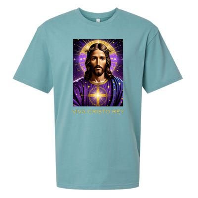 Viva Cristo Rey Catholic Jesus Christ The King Sueded Cloud Jersey T-Shirt