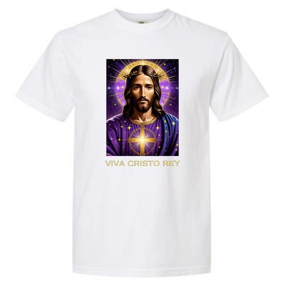 Viva Cristo Rey Catholic Jesus Christ The King Garment-Dyed Heavyweight T-Shirt