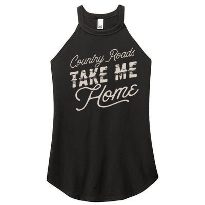 Vintage Country Roads Take Me Home Retro Women’s Perfect Tri Rocker Tank