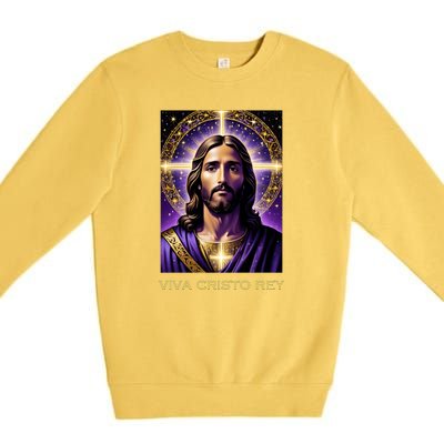 Viva Cristo Rey Catholic Jesus Christ The King Premium Crewneck Sweatshirt