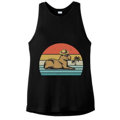 Vintage Capybara Retro Capybara Ladies PosiCharge Tri-Blend Wicking Tank