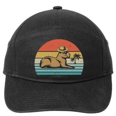 Vintage Capybara Retro Capybara 7-Panel Snapback Hat